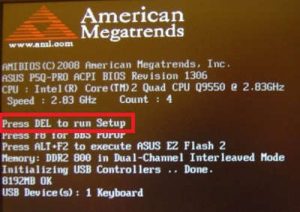 BIOS - Press DEL to run Setup