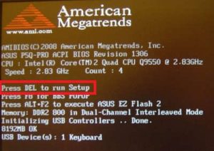 BIOS - Press DEL to run Setup